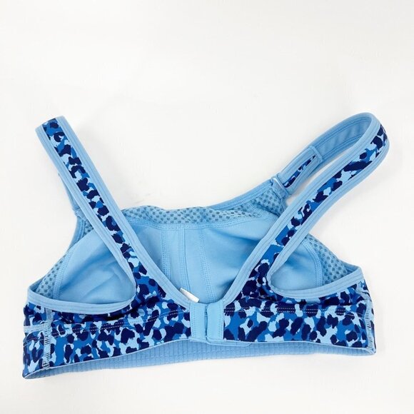 ✅ SYROKAN BLUE ANIMAL PRINT Wirefree Adjustable High Impact Full Support 32B - Picture 2 of 6